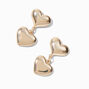 Gold-tone Puffy Double Heart Drop Earrings,