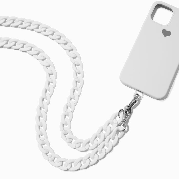 Chunky White Chain Crossbody Phone Strap,