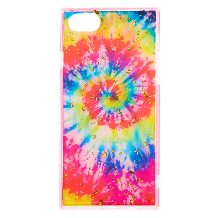 Claire's Coque de portable tie-dye arc-en-ciel carrée - Compatible avec iPhone 6/7/8