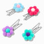 Pastel Pom Pom Daisy Snap Hair Clips - 4 Pack,