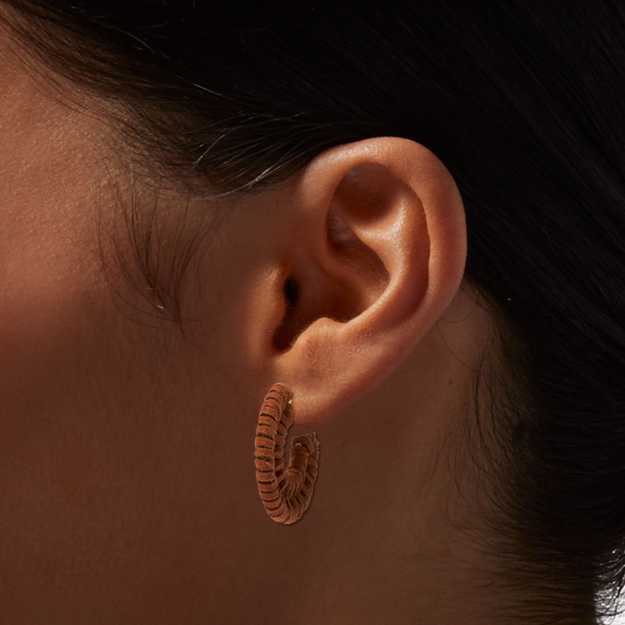 Brown Woven Wrapped 30MM Hoop Earrings,