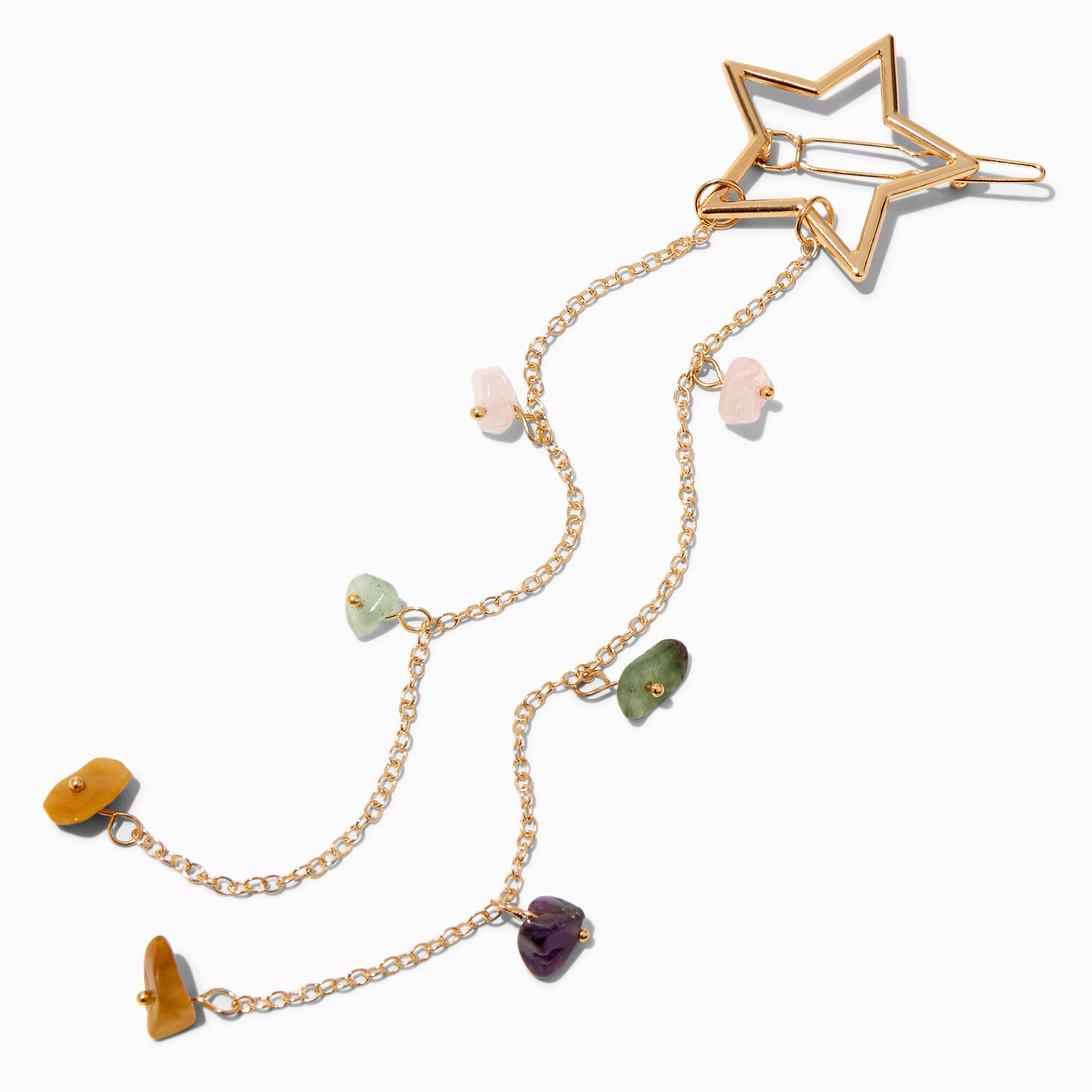 Gold Star Chain Dangle Hair Barrette,
