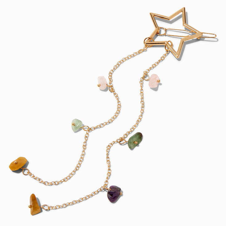 Gold Star Chain Dangle Hair Barrette,
