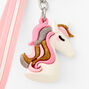 Porte-cl&eacute;s licorne en silicone - Rose,
