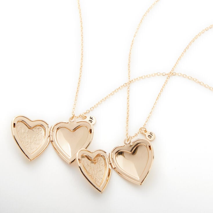 Best Friends Sisters Heart Locket Pendant Necklaces - 2 Pack,