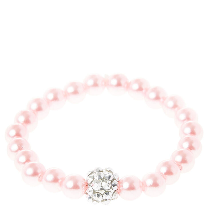 Silver Fireball Pink Pearl Stretch Bracelet Claire S Us