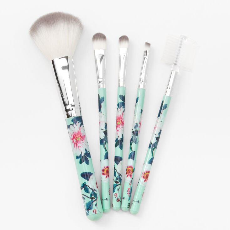 Blue Floral Makeup Brushes - 5 Pack,