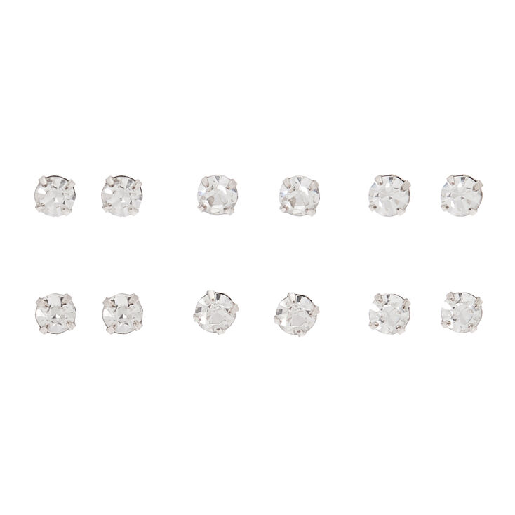Claire's Lot de 6 clous d'oreille avec strass 4 mm couleur doré rose