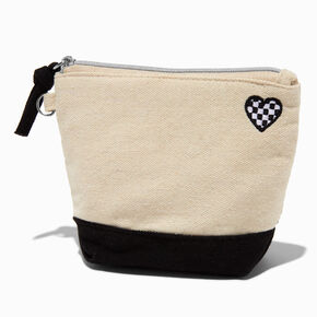 DIY Small Black Checkered Heart Coin Purse,