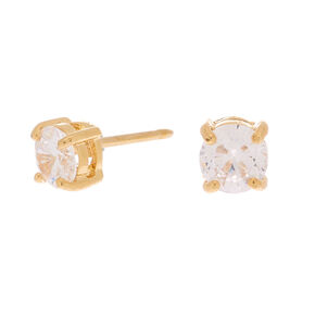 C LUXE by Claire&#39;s 18kt Gold Plated Cubic Zirconia 5mm Round Stud Earrings,