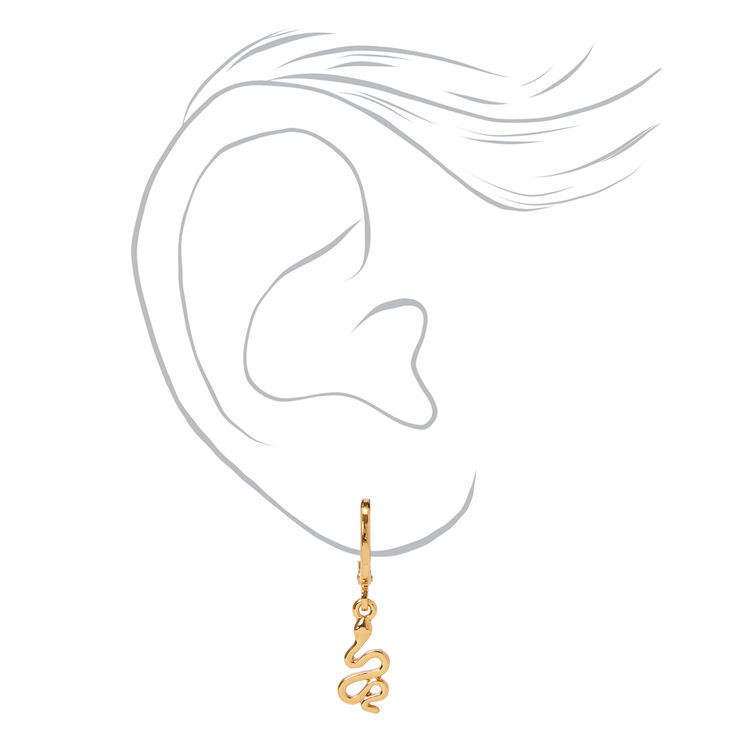 18kt Gold Plated 10MM Slithering Snake Huggie Hoop Earrings,