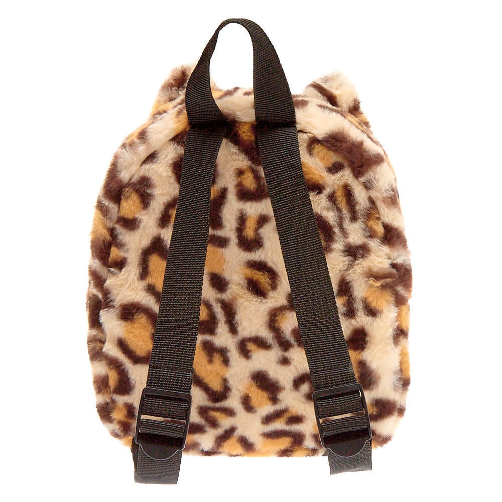 Claire's Club Fuzzy Leopard Small Backpack,