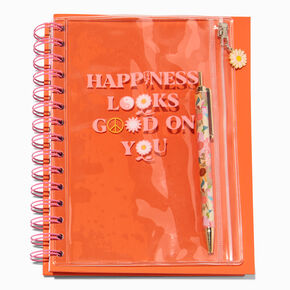 &quot;Happiness&quot; Spiral Notebook with Pen Pouch,