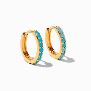 C LUXE by Claire&#39;s 18k Yellow Gold Plated 10MM Turquoise Huggie Hoop Earrings,