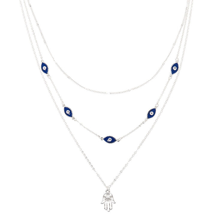 Silver evil eye choker
