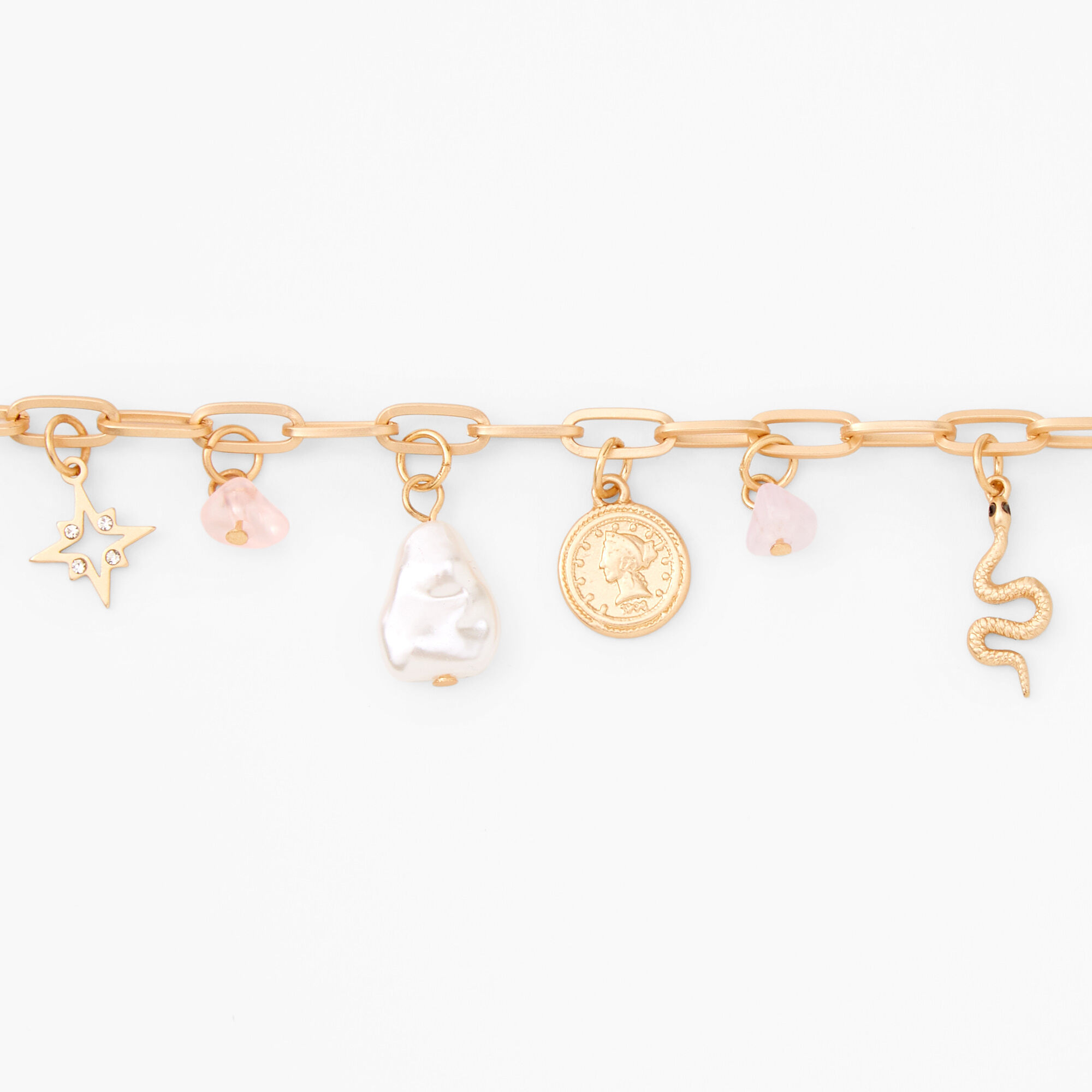 Gold Natural Stone Charm Bracelet,
