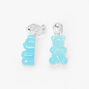 Blue 0.5&quot; Glow In The Dark Gummy Bear Clip On Drop Earrings,
