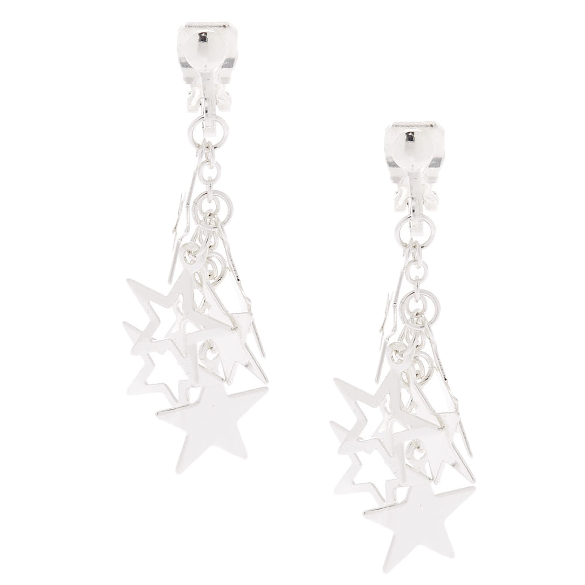 View Claires Tone 1 Star Clip On Drop Earrings Silver information