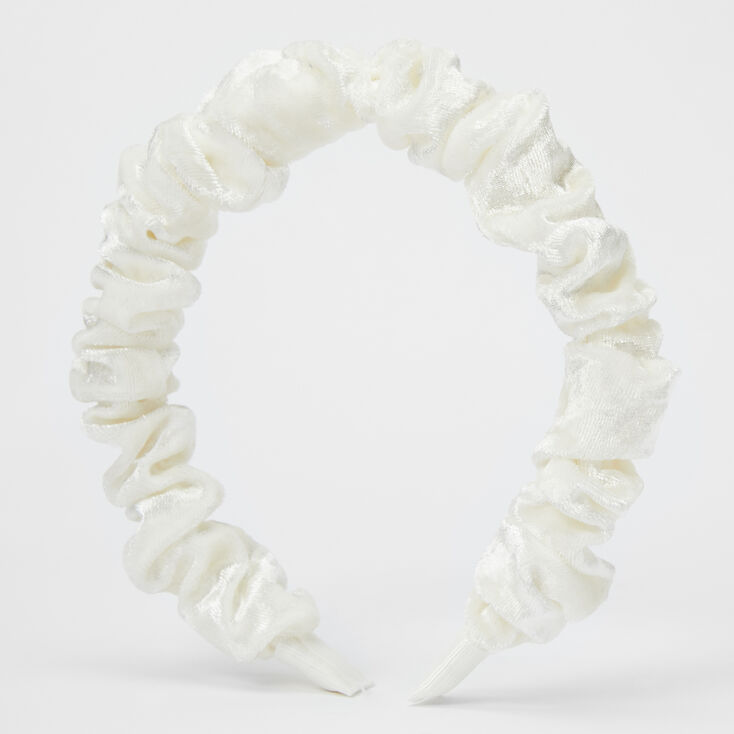 Claire's Serre-tête bouffant en imitation velours - Blanc