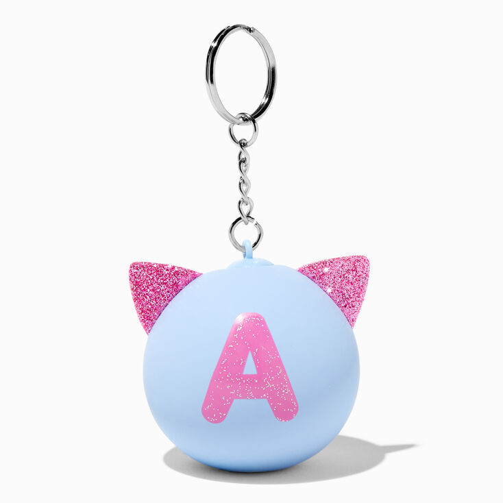 Initial Cat Ears Stress Ball Keychain - A,