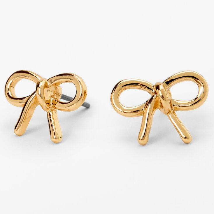 Gold Bow Tie Stud Earrings,