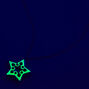 Glow In The Dark Blue Mosaic Star Locket Pendant Necklace,