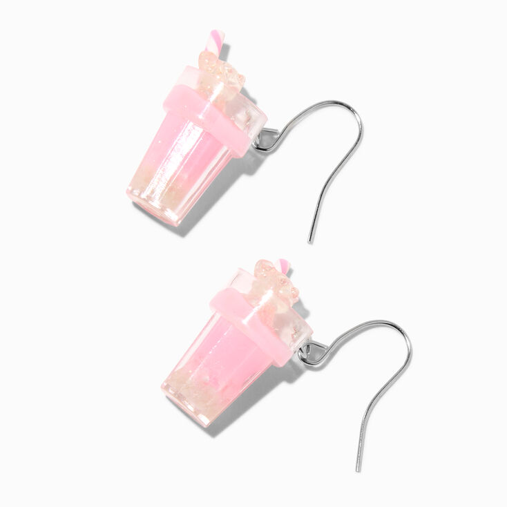 Pink Glow in the Dark 0.5&quot; Gummy Bear Drink Drop Earrings,