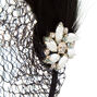 Feather Gem Netted Fascinator Headband - Black,