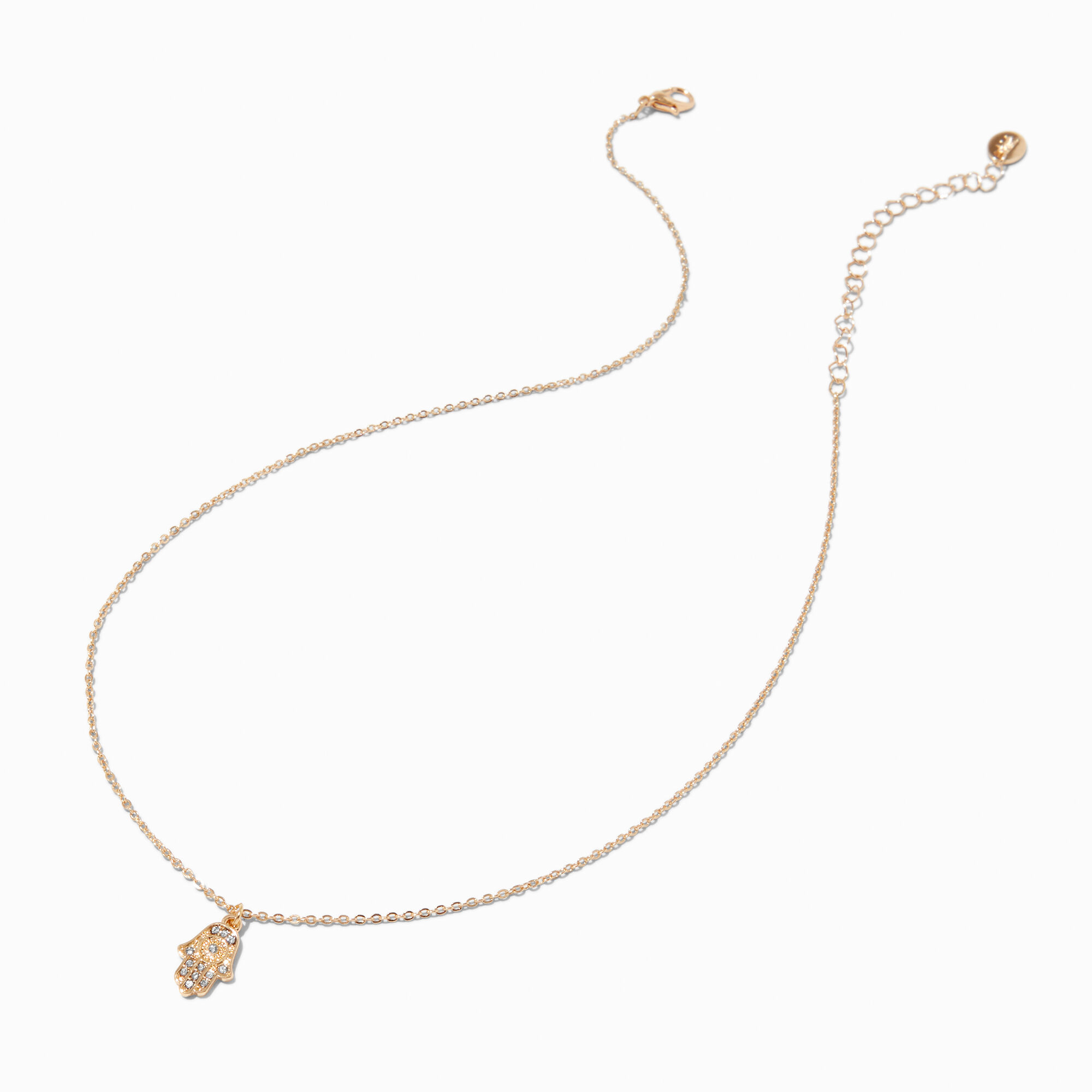 Gold-tone Pavé Hamsa Pendant Necklace