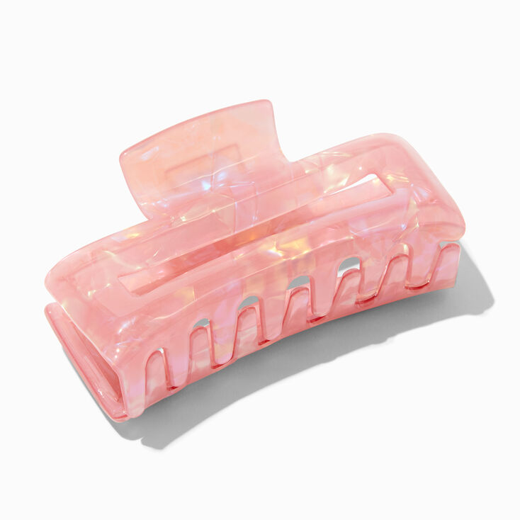 Iridescent Coral Rectangular Hair Claw,