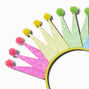 Couronne &agrave; pompons arc-en-ciel &agrave; paillettes,