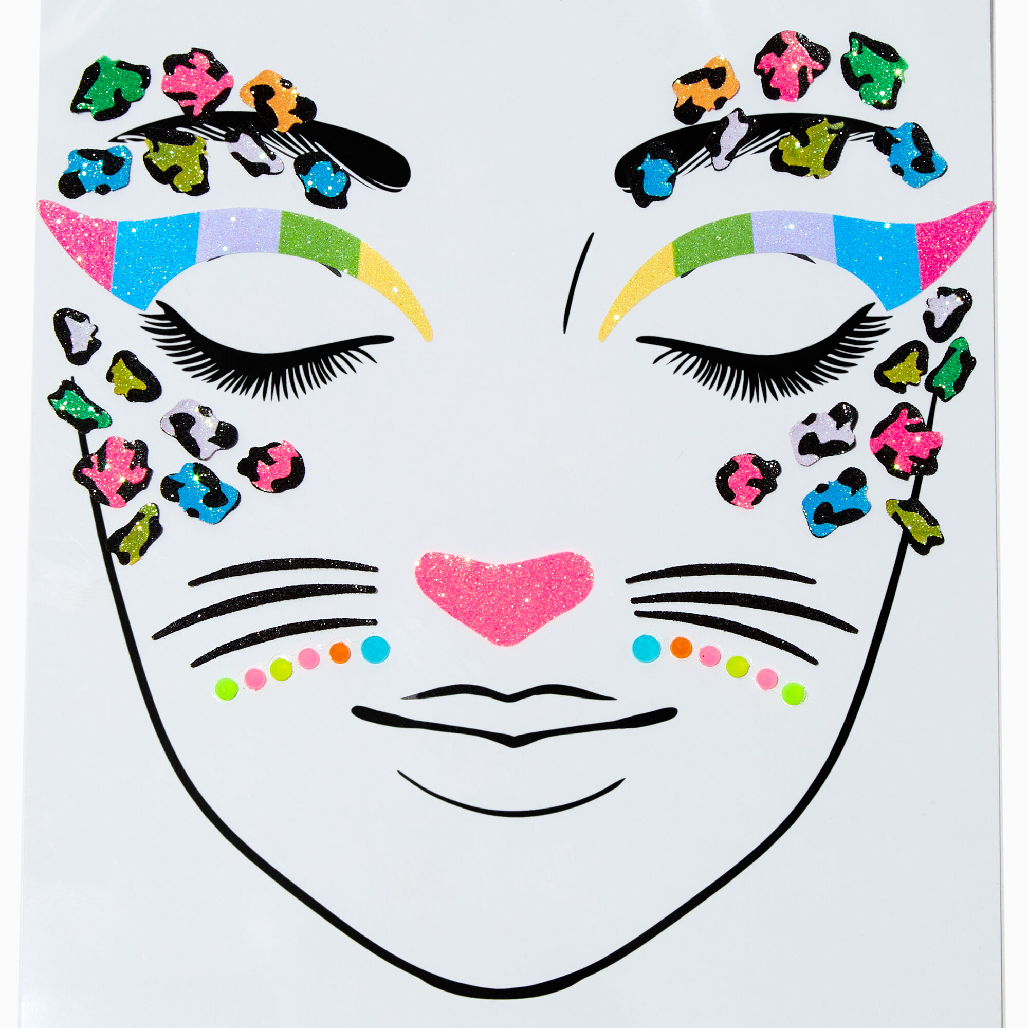 View Claires Animal Print Face Stickers Rainbow information