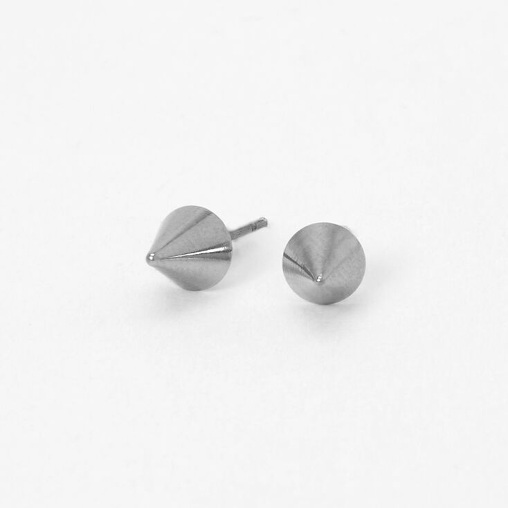 Silver Titanium Single Spike Stud Earrings,