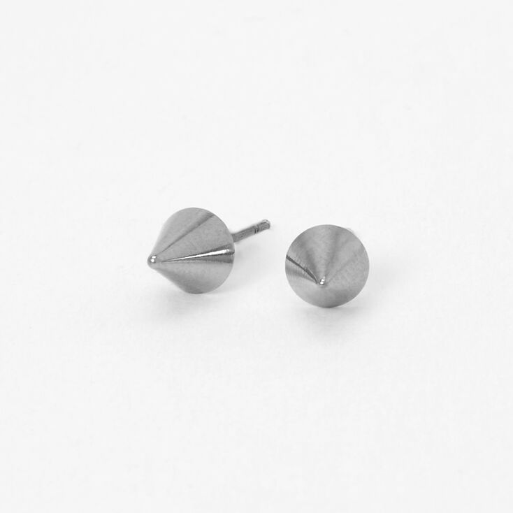 Silver Titanium Single Spike Stud Earrings