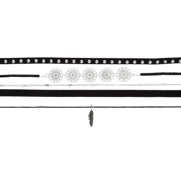 Go West Choker Necklaces - Black, 5 Pack,
