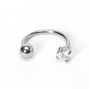 Anneau fer &agrave; cheval pour piercing au cartilage boule zircon cubique 1,2&nbsp;mm en titane couleur argent&eacute;e,