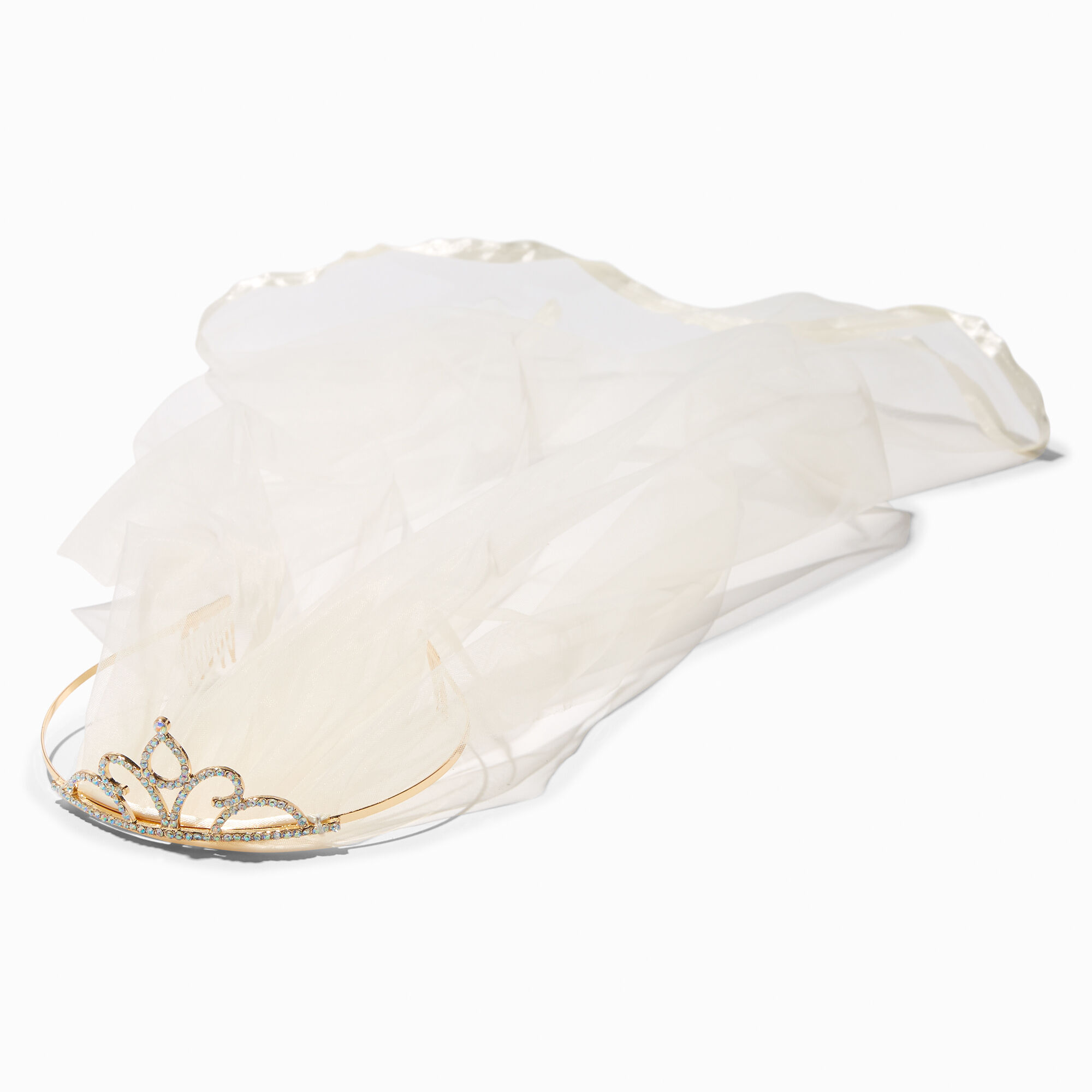 View Claires Club Special Occasion Ivory Veil Crown Gold information