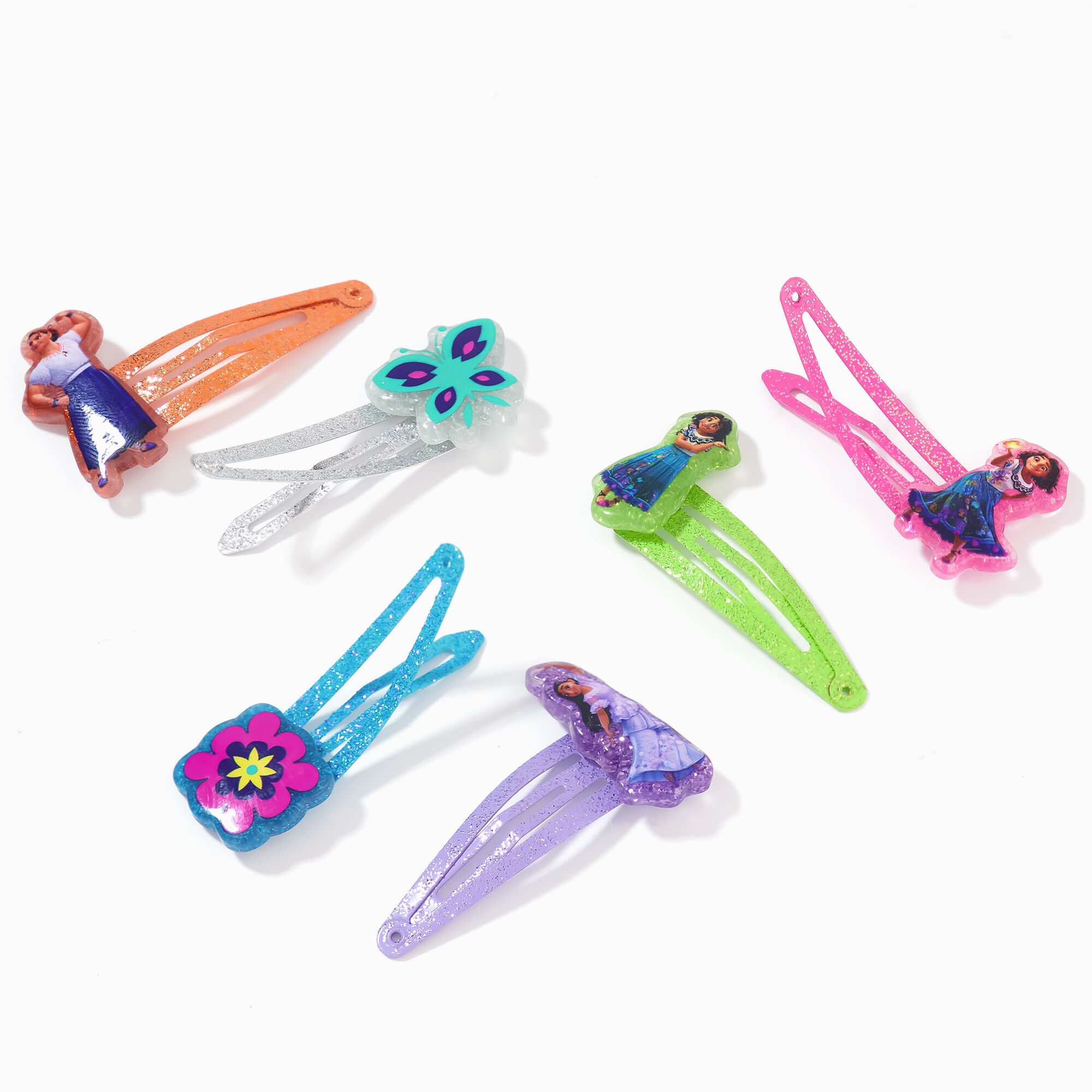 Barrettes clic clac à breloques Encanto Disney - Lot de 6,
