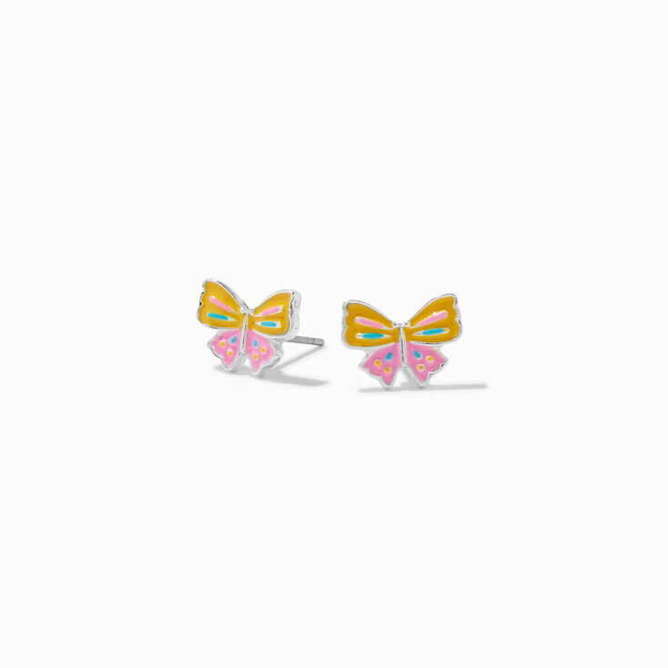 Clous d&#39;oreilles papillon color&eacute;s,