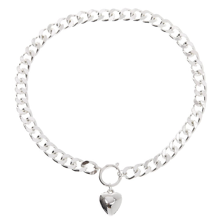 Silver Heart Pendant Chain Necklace | Claire's US
