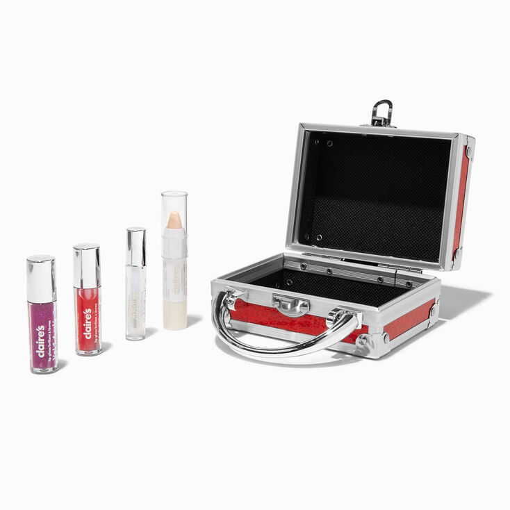 Red Glitter Mini Travel Lip Gloss Case,