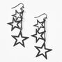 Black 3&quot; Triple Star Drop Earrings,