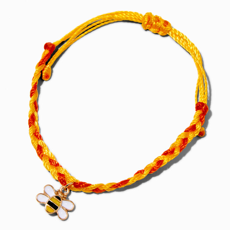 Orange &amp; Yellow Bee Braided Adjustable Bracelet ,