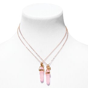 Gold-tone Best Friends Pink Shimmer Mystical Gem Pendant Necklaces - 2 Pack,