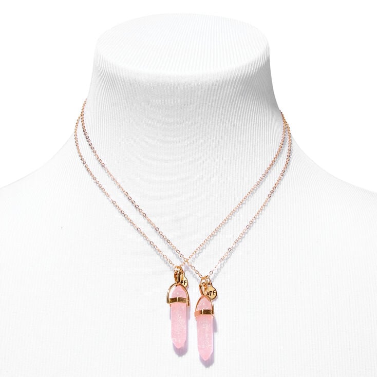 Gold Best Friends Pink Shimmer Mystical Gem Pendant Necklaces &#40;2 Pack&#41;,