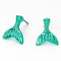 Mermaid Tail Stud Earrings - Turquoise,