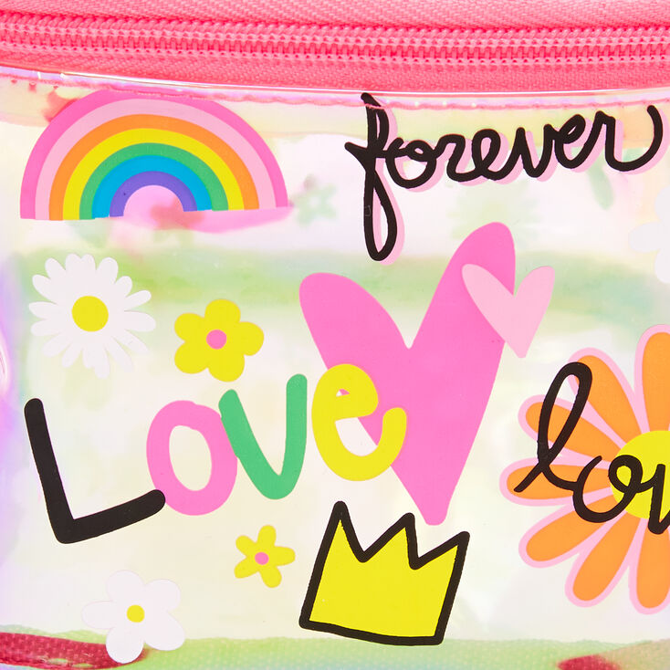 Team Rainbow Transparent Makeup Bag - Pink,