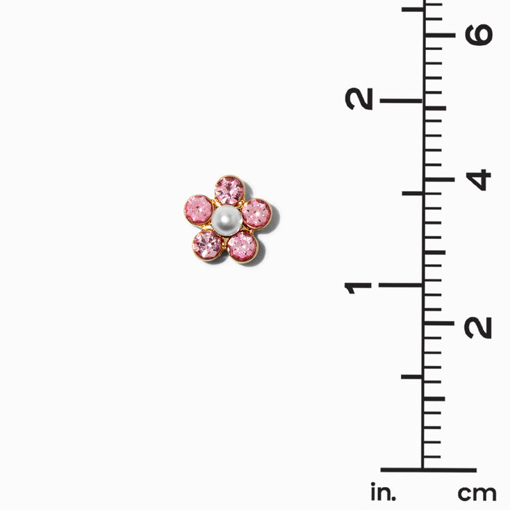 Pink Crystal Flower Cluster Stud Earrings,