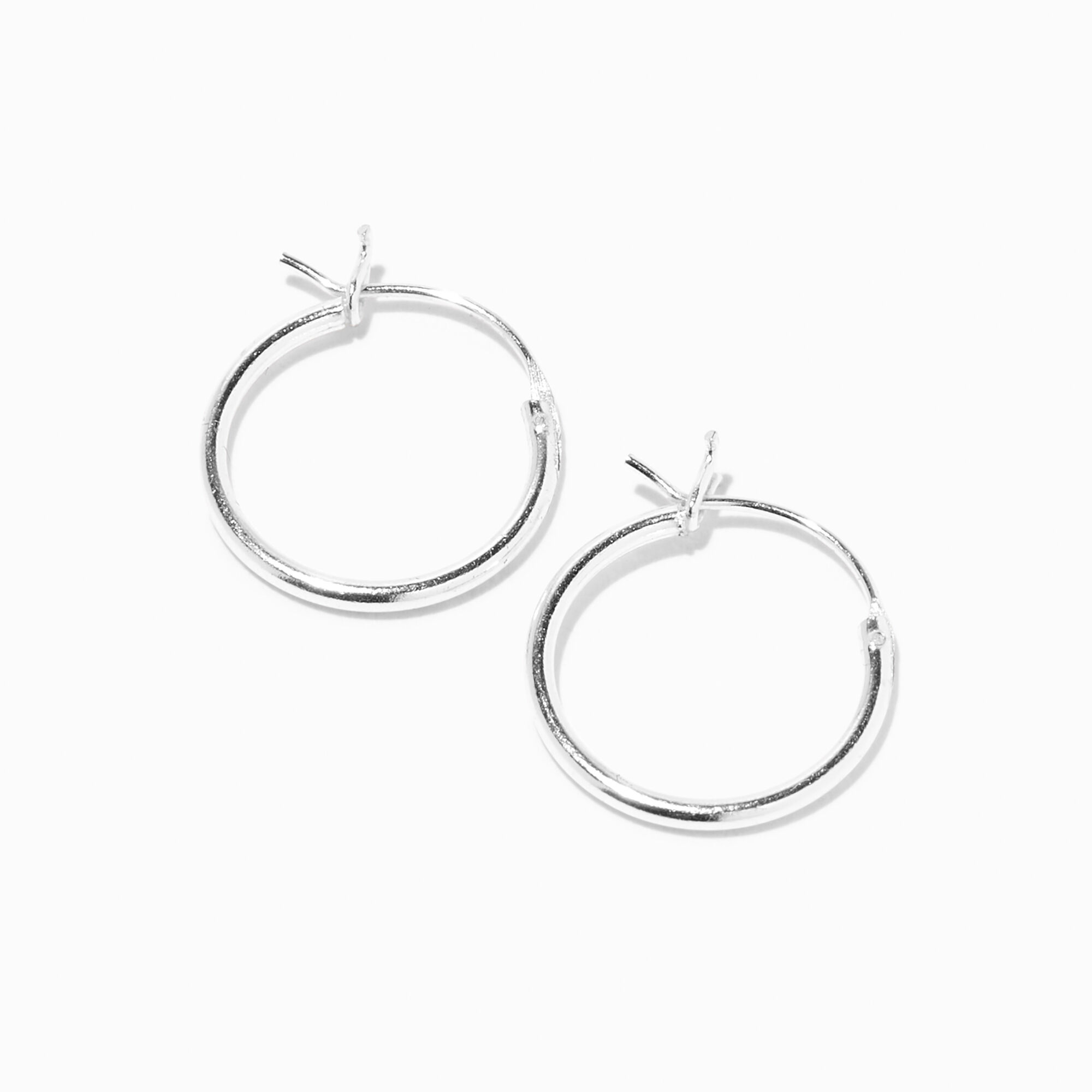 View Claires 14MM Hinge Hoop Earrings Silver information