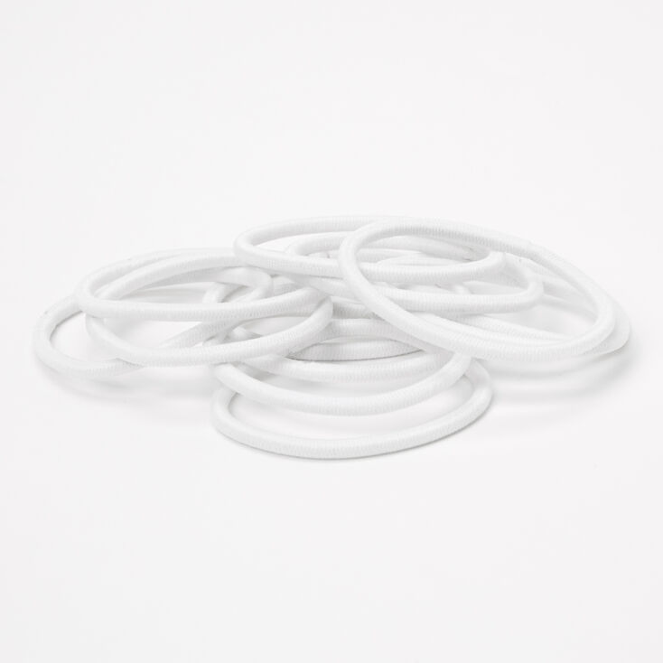 Luxe Elastic Hair Ties - White, 12 Pack,